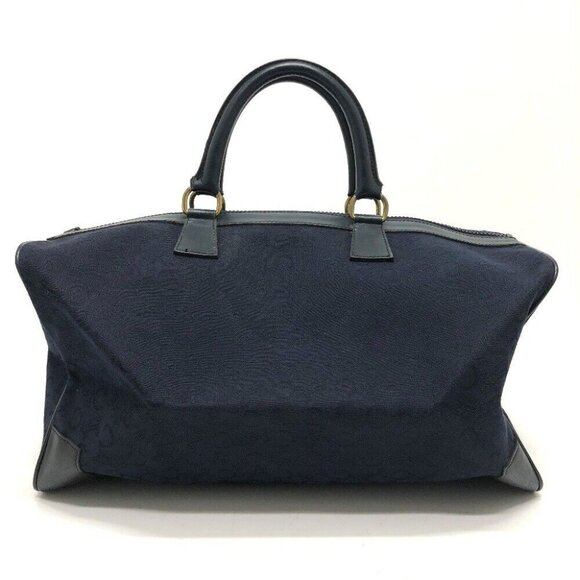 CELINE C Macadam Carriage vintage Hand Bag Duffle Bag Canvas/Leather Navy - Picture 1 of 11